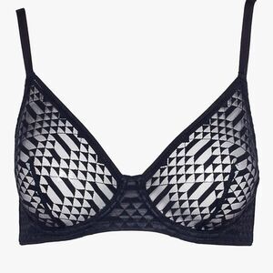 Huit Paris GAR-A0 Garconne Underwire Demi Cup Bra Sheer Black 36B NWT